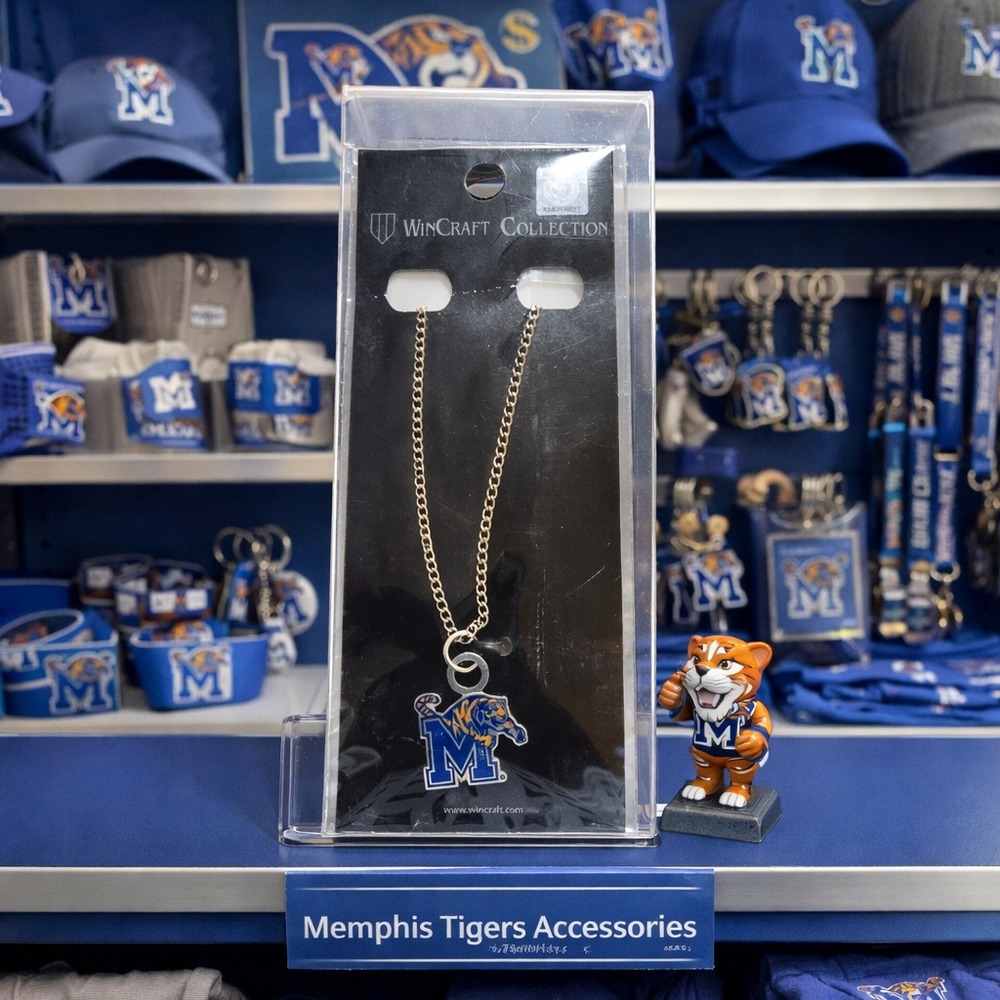 WinCraft Memphis Tiger Necklace Silver Tone Team Logo Pendant Collegiate Jewelry - Picture 1 of 3